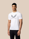 Male model wearing white Graphic Training T-Shirt with Castore wings graphic on chest