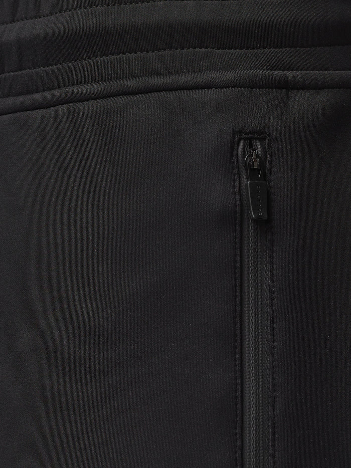 Close-up of black Flex Joggers side zip pocket with waterproof zipper
