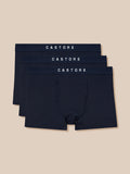 Three navy Active 3 Pack Boxers with CASTORE branded waistbands stacked together.