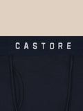 Close-up of navy active boxer shorts waistband with CASTORE branding