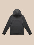 Flat lay charcoal Flex Lifestyle Hoodie with hood, CASTORE logo across chest and visible zip pockets