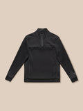 Flat lay of black Flex Lifestyle 1/4 Zip top showing zip pockets and Castore branding on the chest.