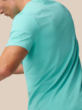 Back view of light aqua Zone Training T-Shirt displaying ribbed shoulder panel and smooth fabric.