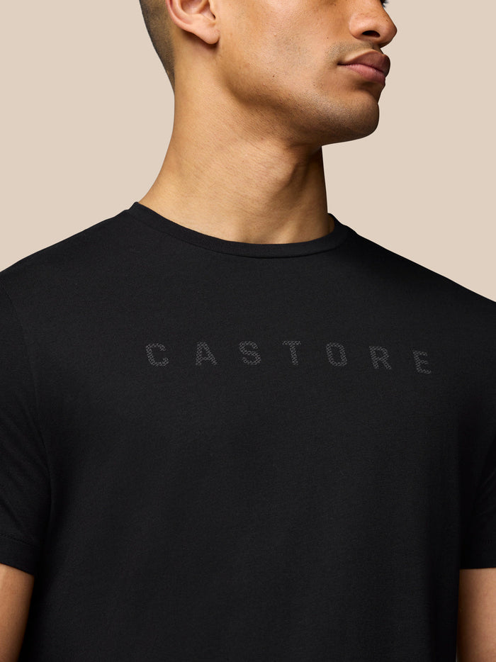 Graphic Lifestyle T Shirt in black with front Castore graphic across chest