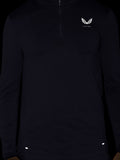 Zone Training 1/4 Zip Top in black with quarter zip and Castore wing logo on the chest