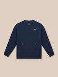 Navy Travel Lifestyle Sweatshirt front view with zip pockets and small left chest logo