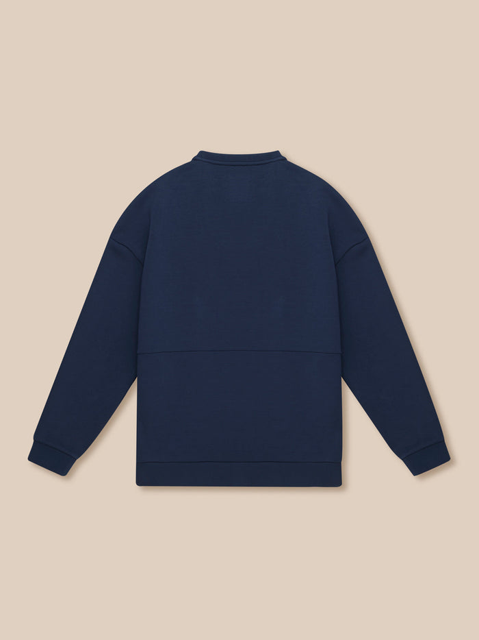 Navy Travel Lifestyle Sweatshirt back view with clean rear and center seam