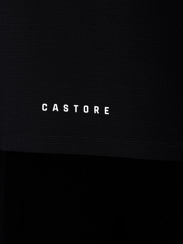 Black Apex Training T Shirt with Castore wordmark across the lower chest and white shoulder stripes.