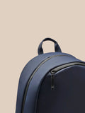 Navy Active Small Backpack close up showing top handle and zipper.