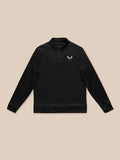 Black men's golf long sleeve Club Classic quarter zip top with stand collar, Castore logo on left chest and Protek branding on lower back.