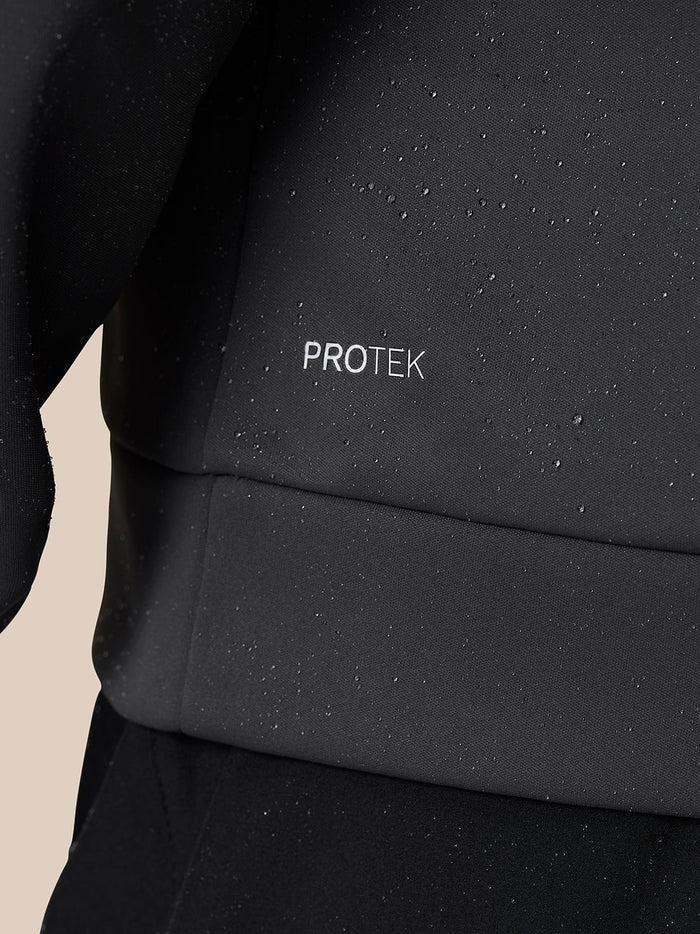 Close-up of dark PROTEK fabric with water droplets