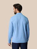 Back view of Sky Blue Golf Club Classic Quarter Zip Top with vertical Castore branding on upper back.