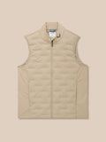 Beige Castore Golf Pinnacle lightweight gilet front view with quilted panels and funnel collar