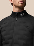 Close-up of black Golf Pinnacle Jacket collar showing silver wing logo.