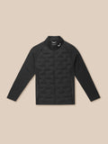 Golf Pinnacle Jacket in black with quilted front panels, full front zip, stand collar and zip pockets