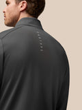 Back view of the charcoal Garcia Hybrid Jacket showing Castore branding along the upper back