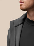 Close up of front zipper on charcoal Garcia Hybrid Jacket showing CASTORE branding on the zipper pull.