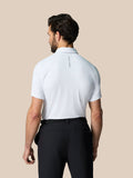 Back view of Club Graphic Polo White with subtle dot texture and CASTORE branding on the upper back