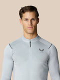 Male model wearing Pinnacle LVS 1/4 Zip Top in Mid Grey with matching pants.