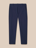 Front view of navy Golf Pinnacle Winter Trousers waistband with belt loops and a top button.