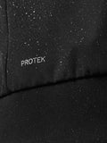 Close-up of black ProTek fabric with water droplets and ProTek branding.