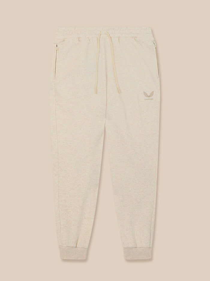 Beige sweatpants on a beige background