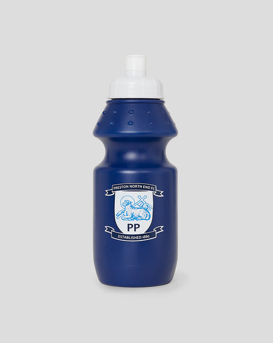 Blue plastic sports water bottle featuring the Preston North End FC crest and established 1880