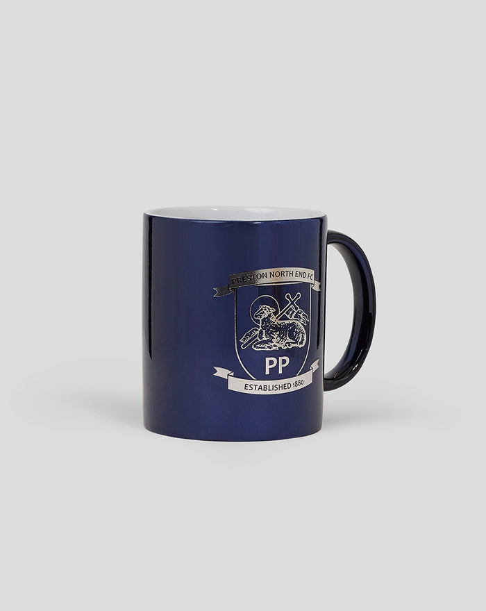 Navy metallic finish mug featuring the Preston North End crest