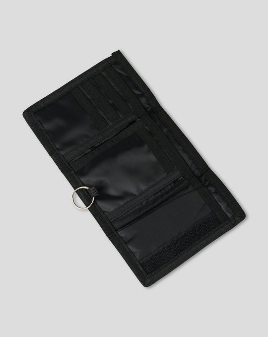 Ripper Wallet in black nylon with multiple card slots and a metal ring