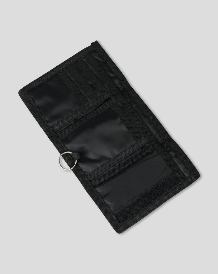 Ripper Wallet in black nylon with multiple card slots and a metal ring