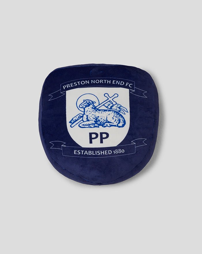 Dark blue plush cushion featuring the Preston North End FC crest