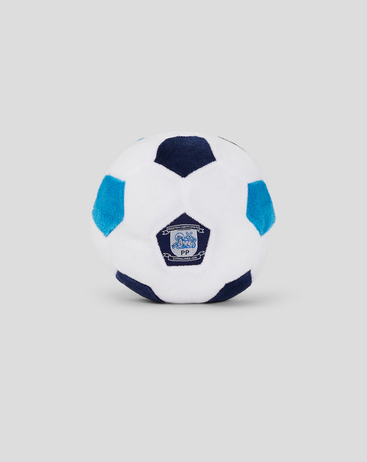 Size 3 plush football ball white with navy and light blue patches and club crest.