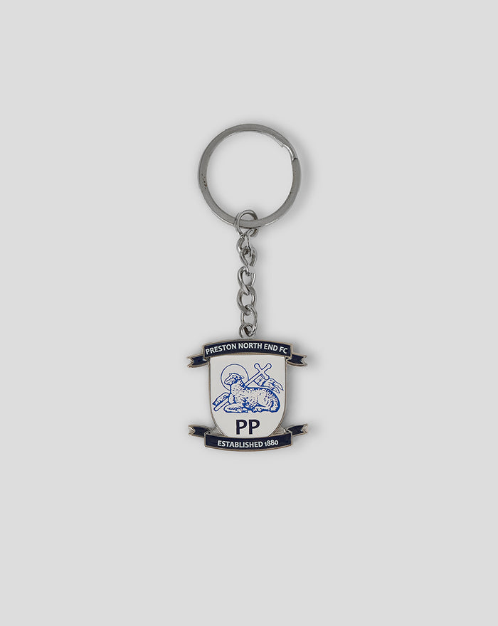 Preston North End crest keyring with shield badge and metal chain