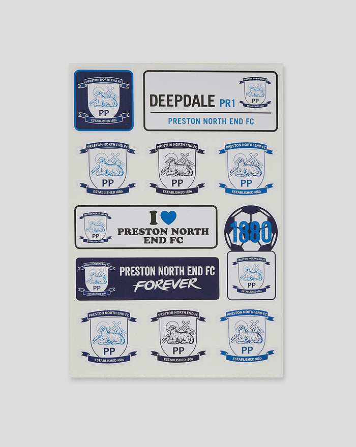Sticker sheet featuring Preston North End FC crests and logos
