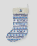 Preston North End Christmas stocking with cream faux fur cuff and blue white knitted pattern featuring the club crest