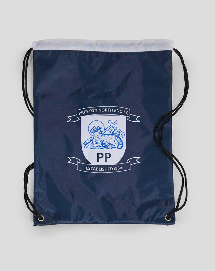 Navy drawstring gym sack featuring Preston North End FC crest on the front.