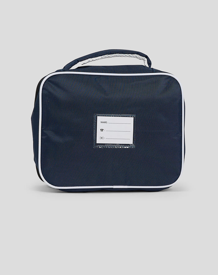 Navy Preston North End lunch bag with white piping and a small front label