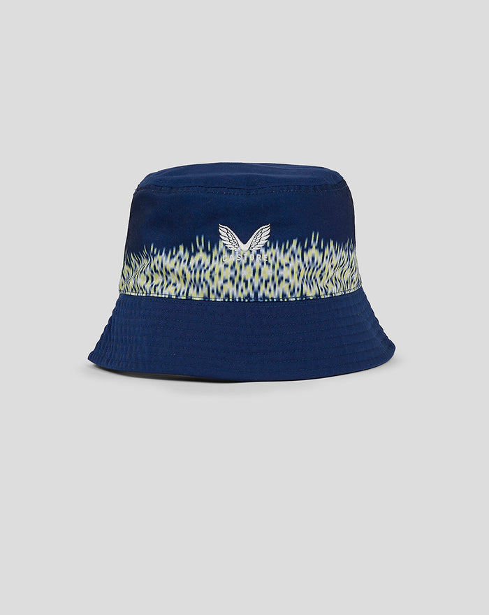 Navy Preston North End reversible bucket hat with white crest emblem.