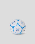 Mini Size 1 football with white panels and blue geometric pattern and crest logos on a light gray background.