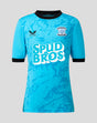 Teal junior away goalkeeper shirt with shattered pattern and SPUD BROS sponsor