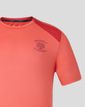 Rose pink PNE training short sleeve tee with club crest on chest and navy neck trim.