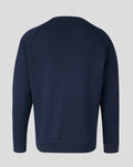 Back view of navy Preston North End Travel Adapt fleece sweater with ribbed hem and cuffs