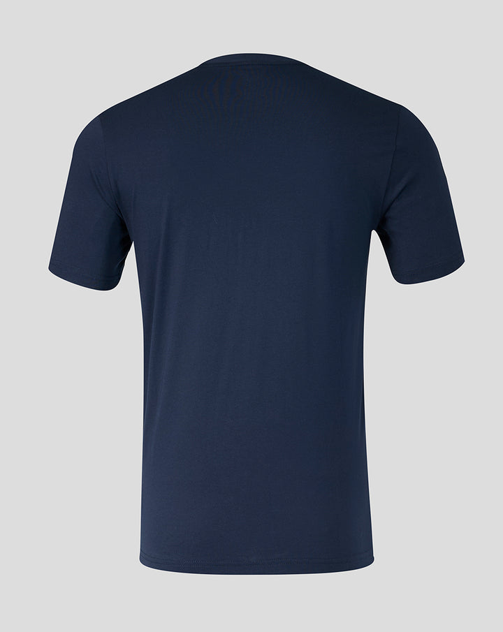 Back view of navy Preston North End travel T shirt with a plain design.