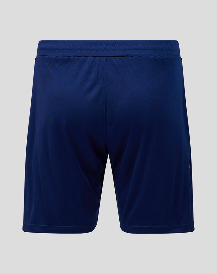 Back view of PNE 26/27 home shorts in beacon blue with elastic waistband.