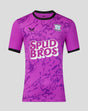 Front view of purple pink Preston North End home goalkeeper shirt with Spud Bros sponsor.