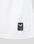 White PNE home shirt close-up highlighting Castore Authentic Product badge on lower front.