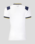 Back view of Preston North End women's home shirt in white with navy shoulder panels and PNE initials.