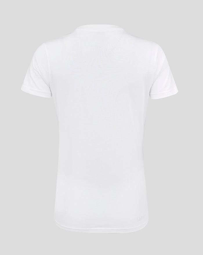 Back view of white women's classic cotton T shirt