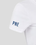 White T shirt sleeve with navy PNE lettering