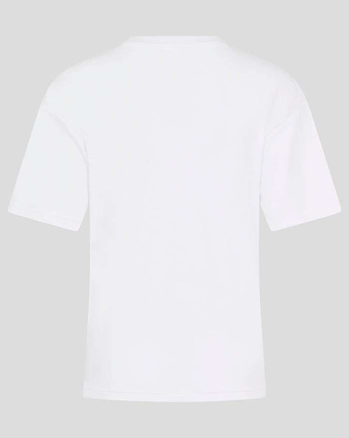 Back view of plain white short sleeve T shirt from the Women's Short PJ Set.